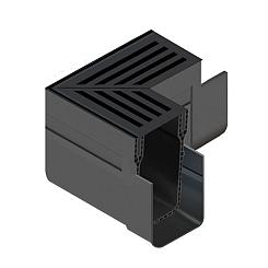 ACO Slim-Line hoekstuk + Zwart aluminium rooster