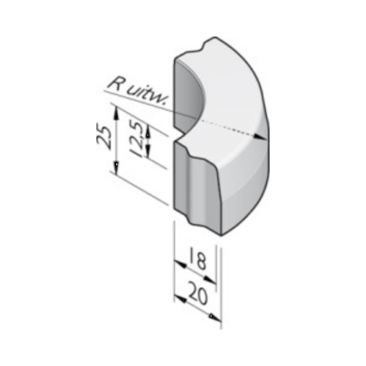 Bochtband 18/20x25 R= 0.50 M uitw. vb KOMO - Grijs