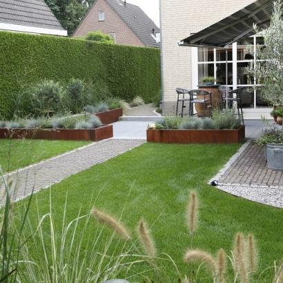 Bloembak Module+ 360x360x28 cm - Corten